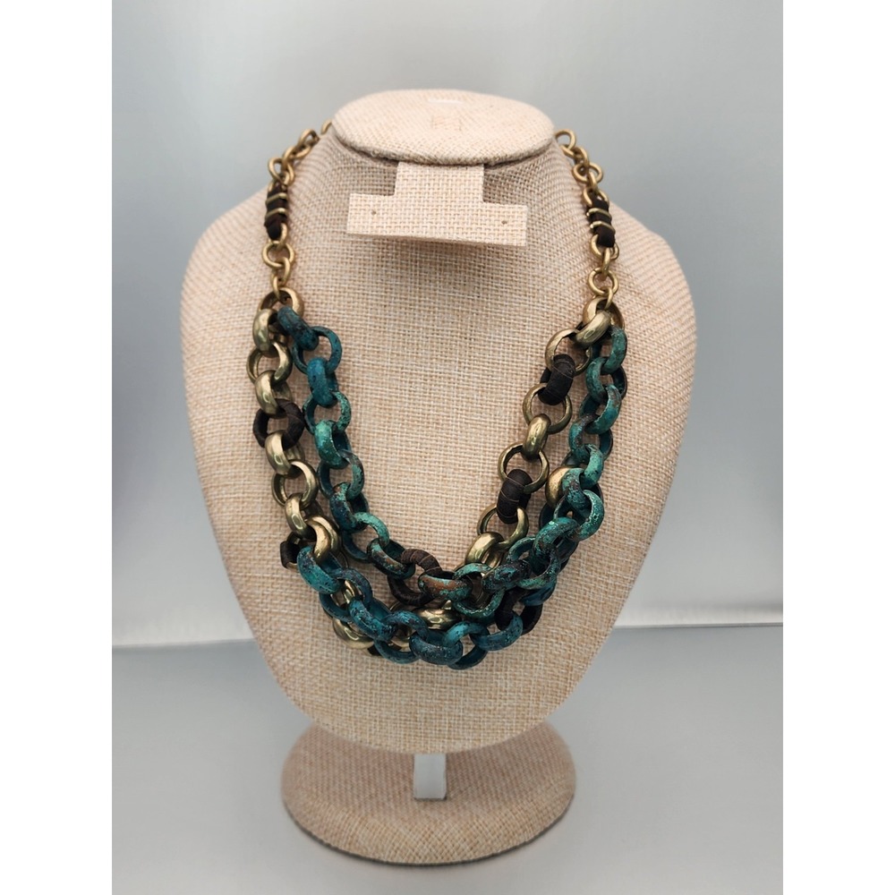 Vtg KENNETH COLE New York Chunky Multi-Strand Chain Necklace‎ Gold Tone 20"
